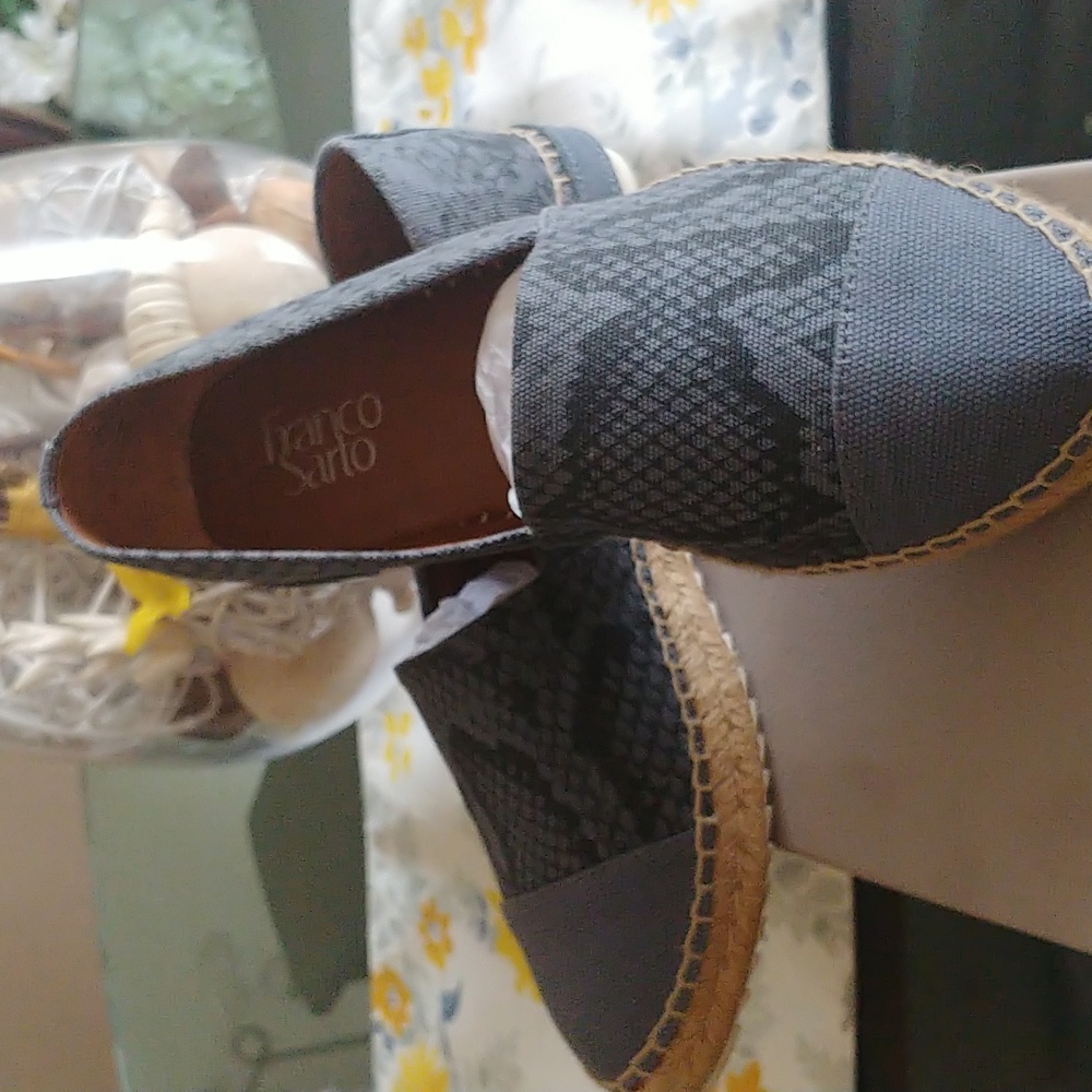 Cute Blue Canvas Cap Toe Franco Sarto Espadrille Flats